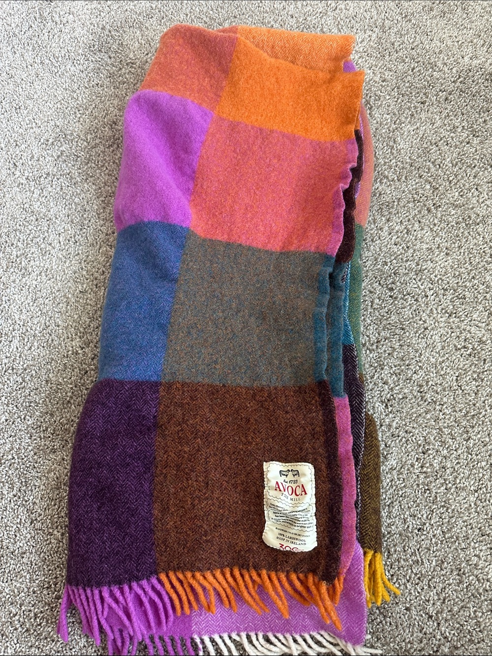 Avoca The Mill Ireland Throw Blanket 100% Lambswool warm fringe medium